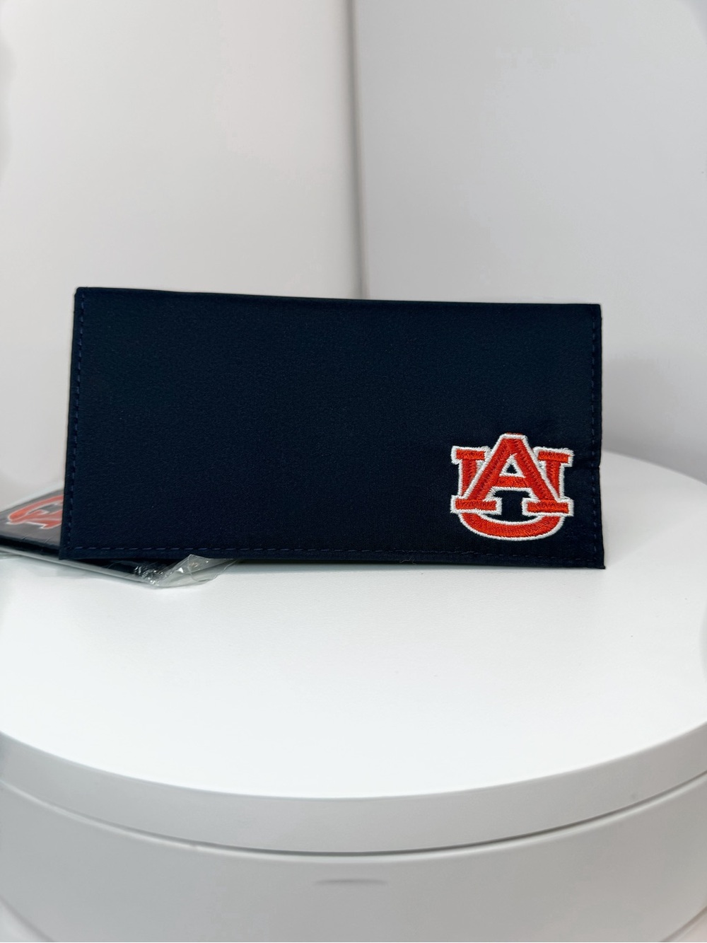 NWT Official Auburn Navy Checkbook Wallet w/ Embroidered Logo - Orange & White